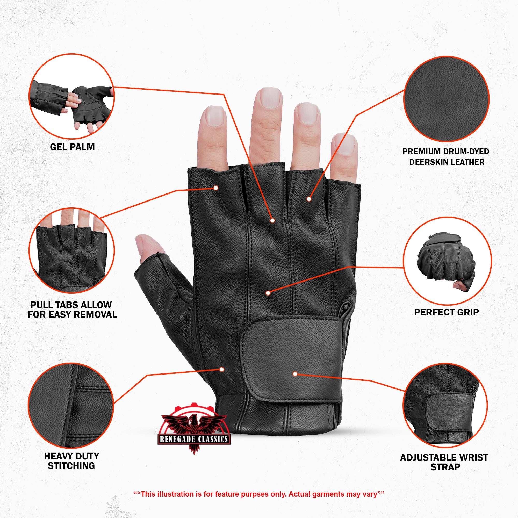 Men's Tough Deer Skin Fingerless Glove