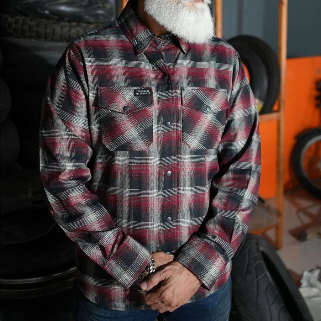 Riveter Men’s Maroon, Black, and White Flannel