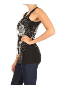 Women’s BLACK Baroque Skull Graphic Tank Top
