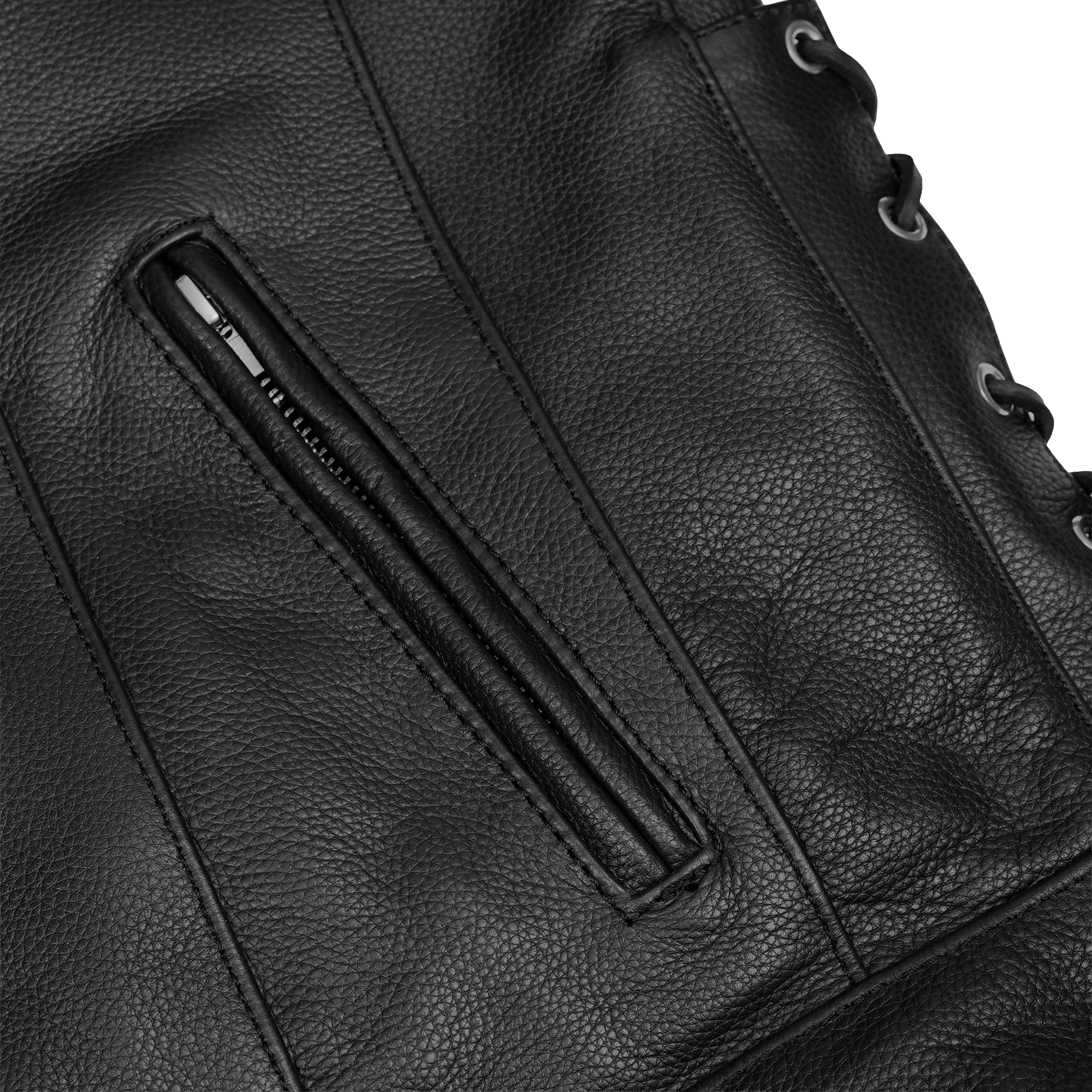 AM Knucklehead Premium Black Men's Leather Motorcycle Jacket