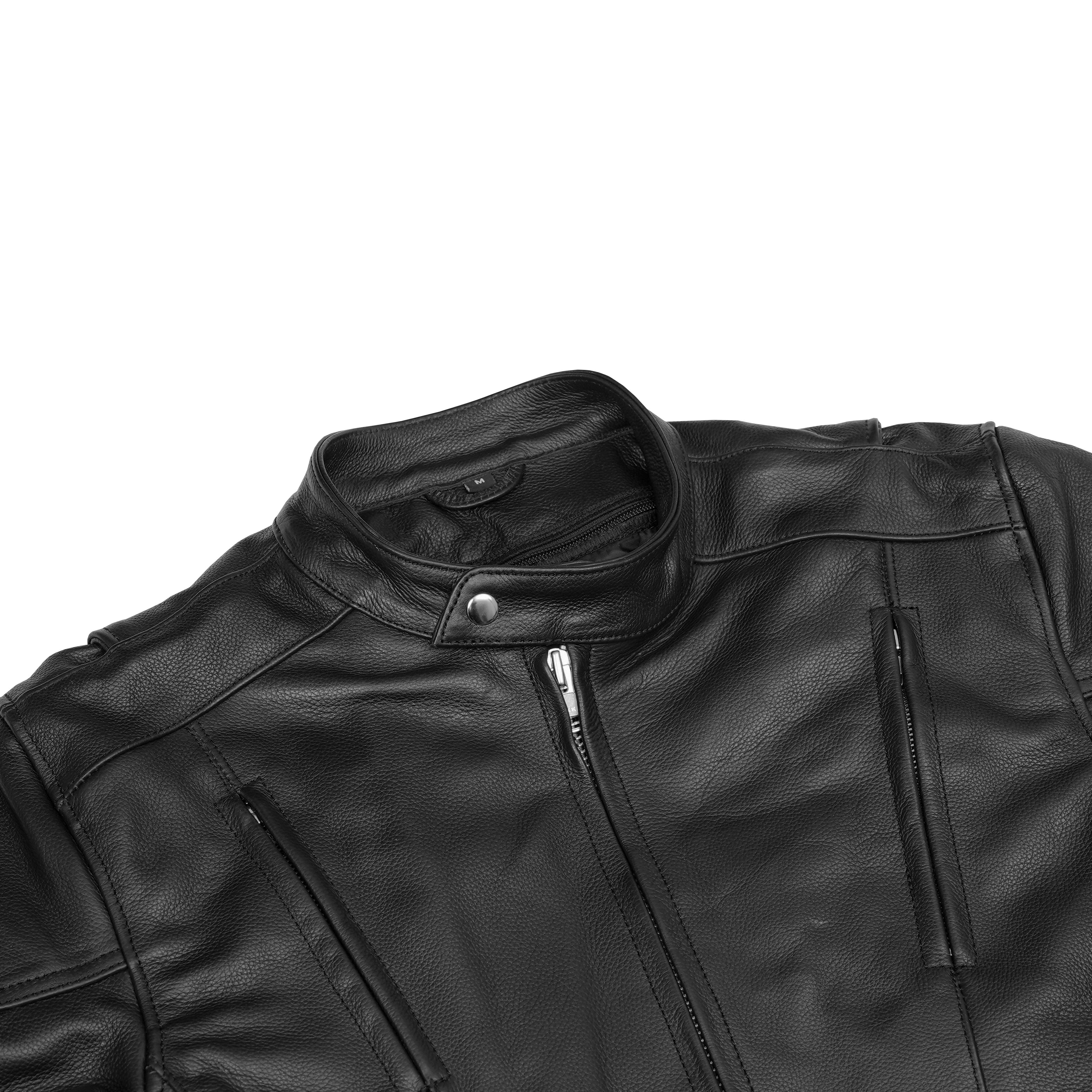 AM Knucklehead Premium Black Men's Leather Motorcycle Jacket