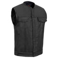 Men's AM  Black Cowhide Leather Motorcycle Vest