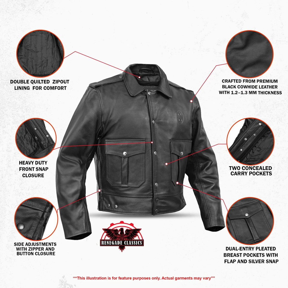 Blackhawk Men’s Leather Motorcycle Jacket