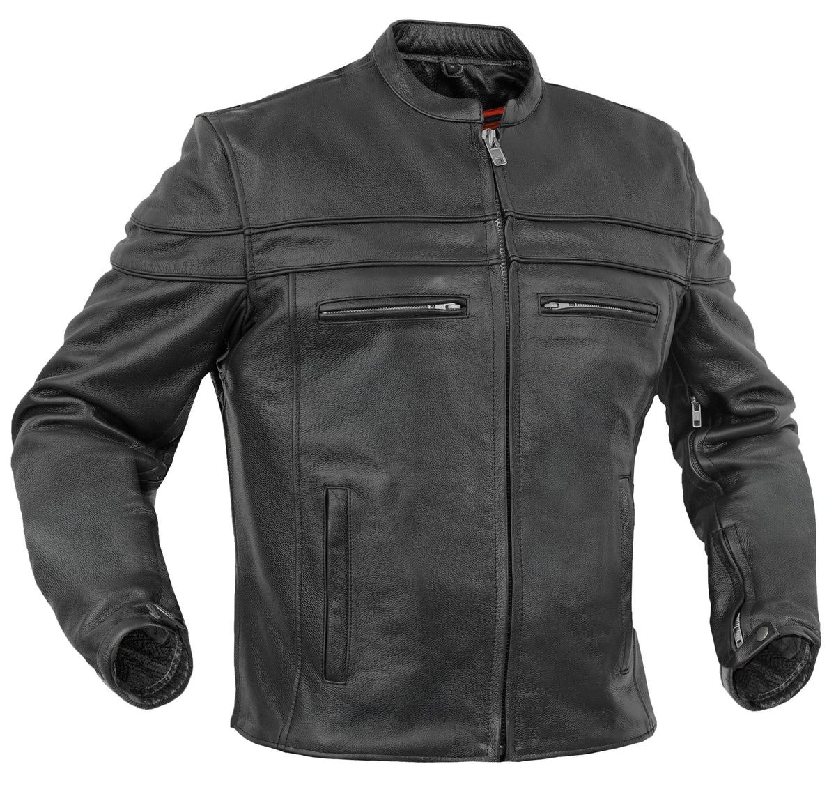 Full Hand Black Leather Motorcycle Jacket