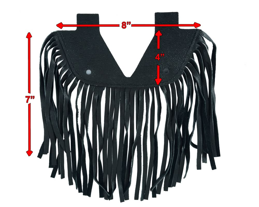 B14 Black Leather Floor Boards with Fringe - Small