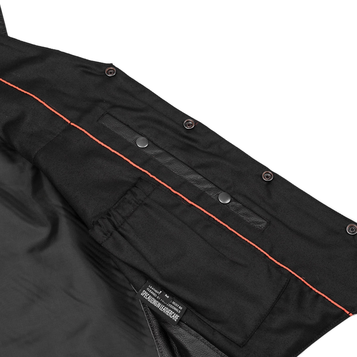 Men's Traditional Leather Motorcycle Vest - Black