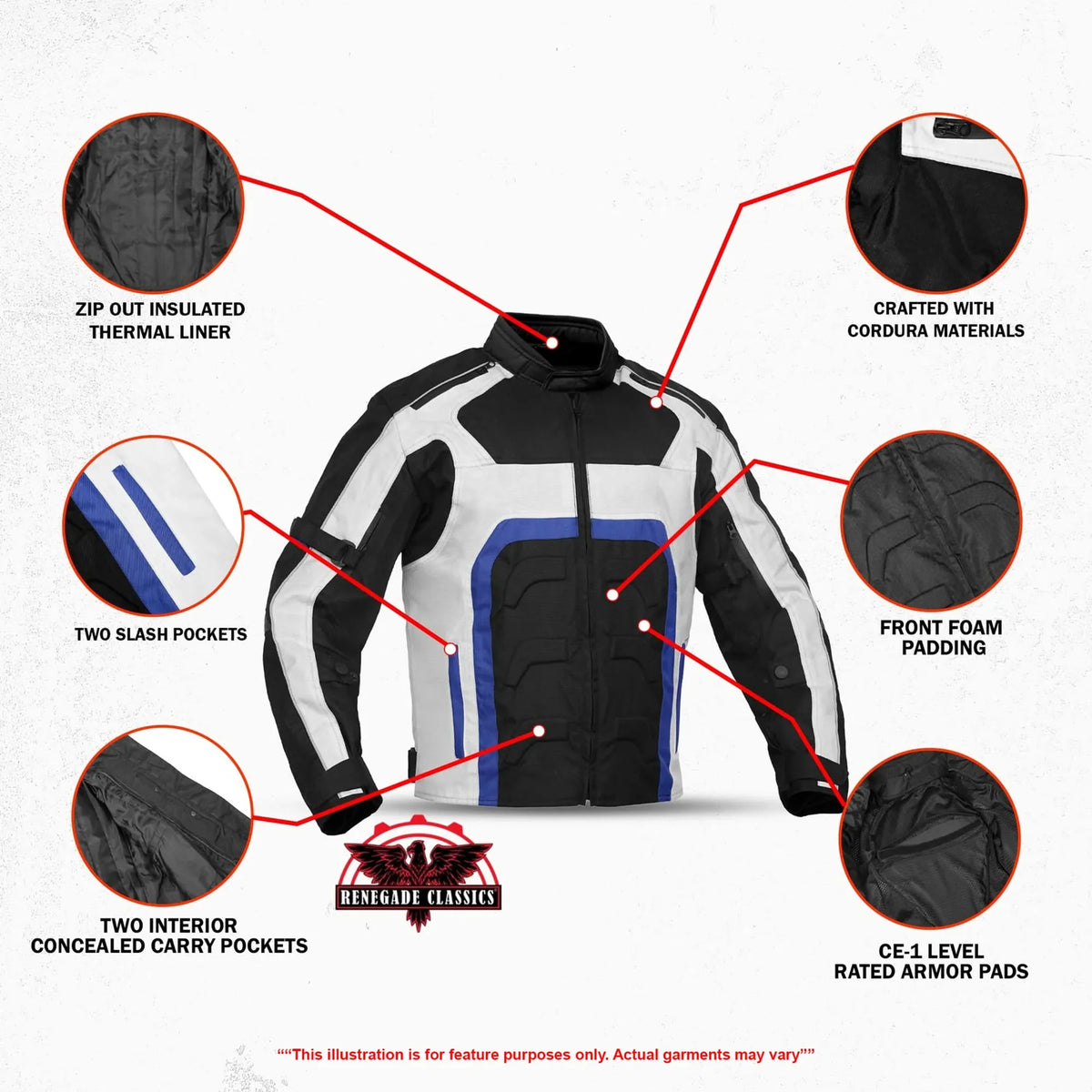 Chevy Glacier Men’s Motorcycle Textile jacket
