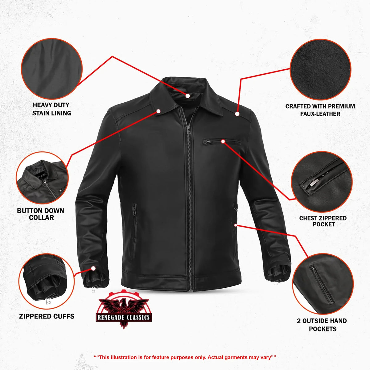 Jet Pace Men’s Faux Leather Motorcycle Jacket