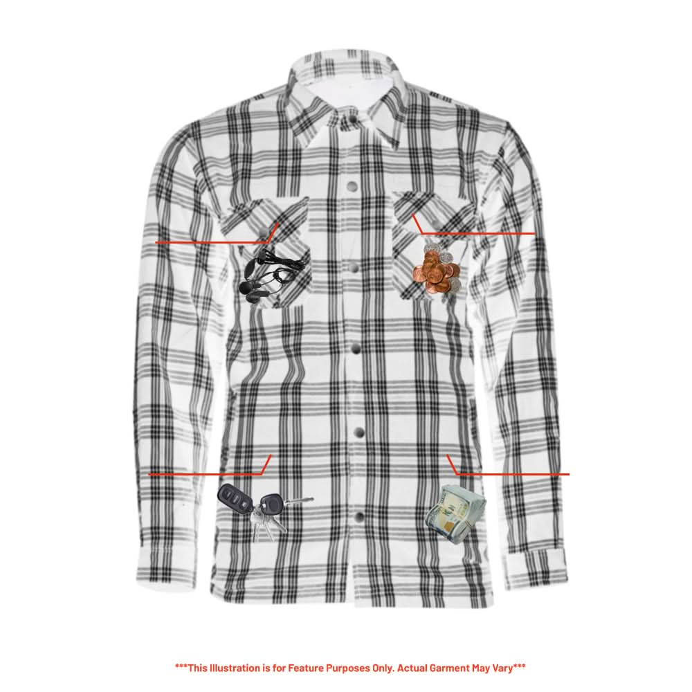 Checkered Men's Armored Black and White Flannel Shirt