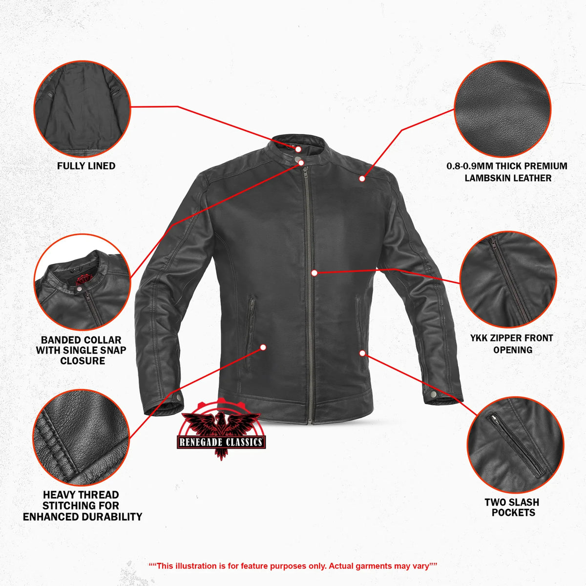 Classic Joe Men's Fashion Lambskin Leather Jacket
