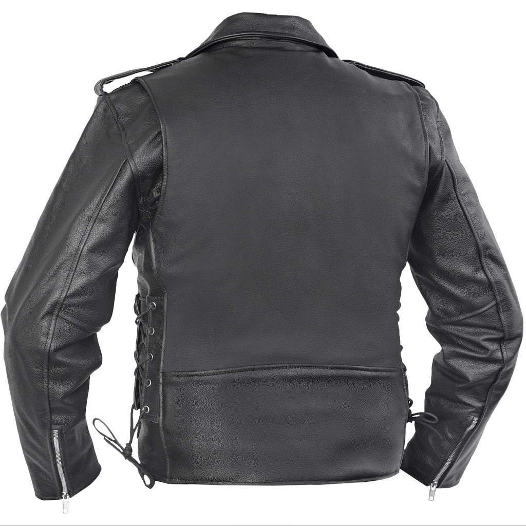Classic Star Black Men's Leather Motorcycle Jacket – Adjustable Fit