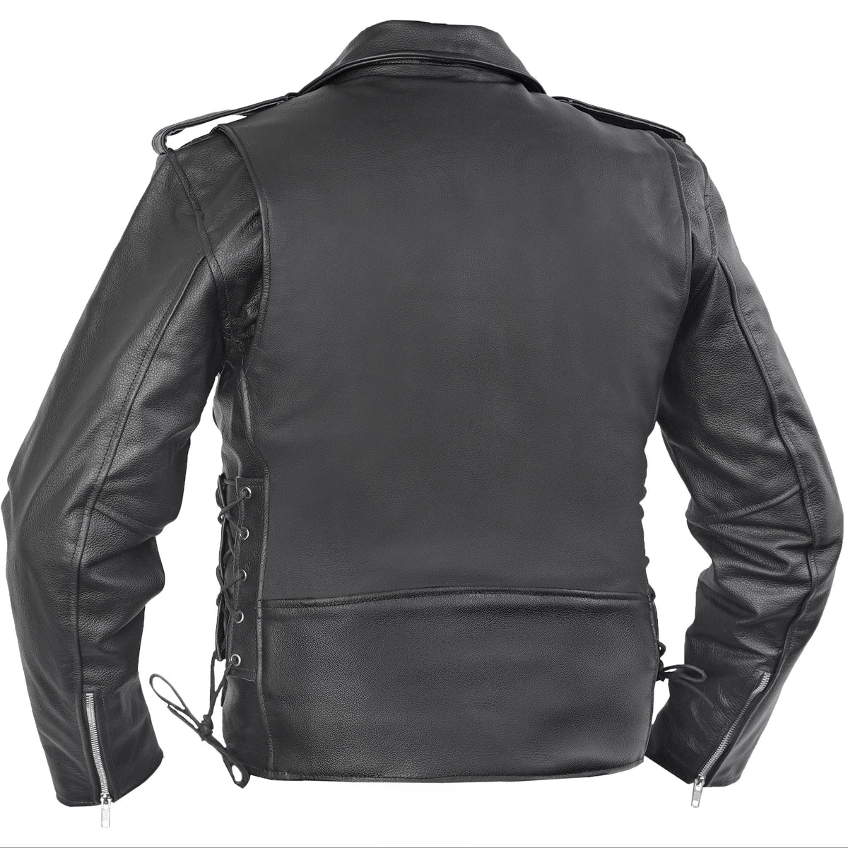 Classic Star Black Men's Leather Motorcycle Jacket – Adjustable Fit