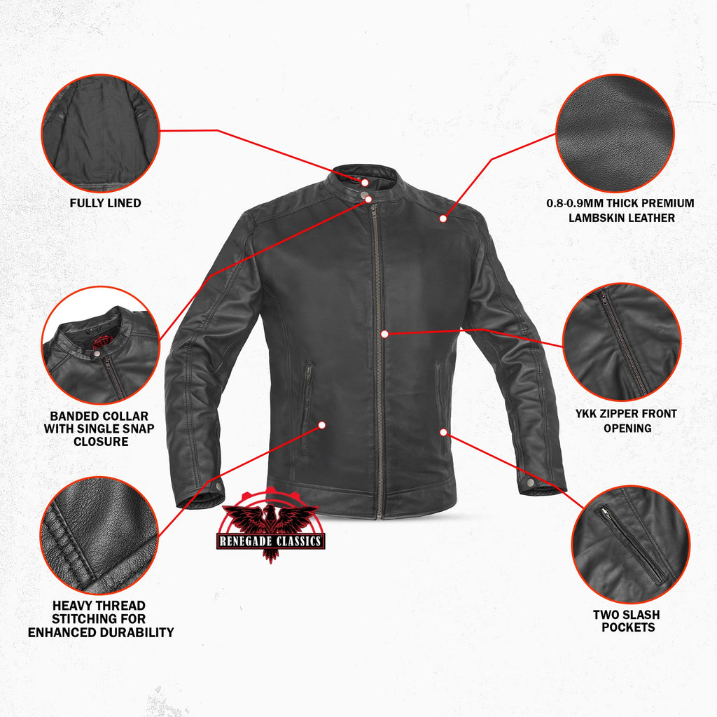 Classic Joe Men's Fashion Lambskin Leather Jacket