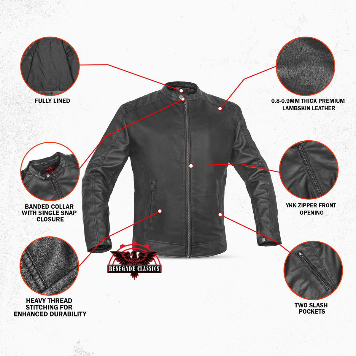 Classic Joe Men's Fashion Lambskin Leather Jacket