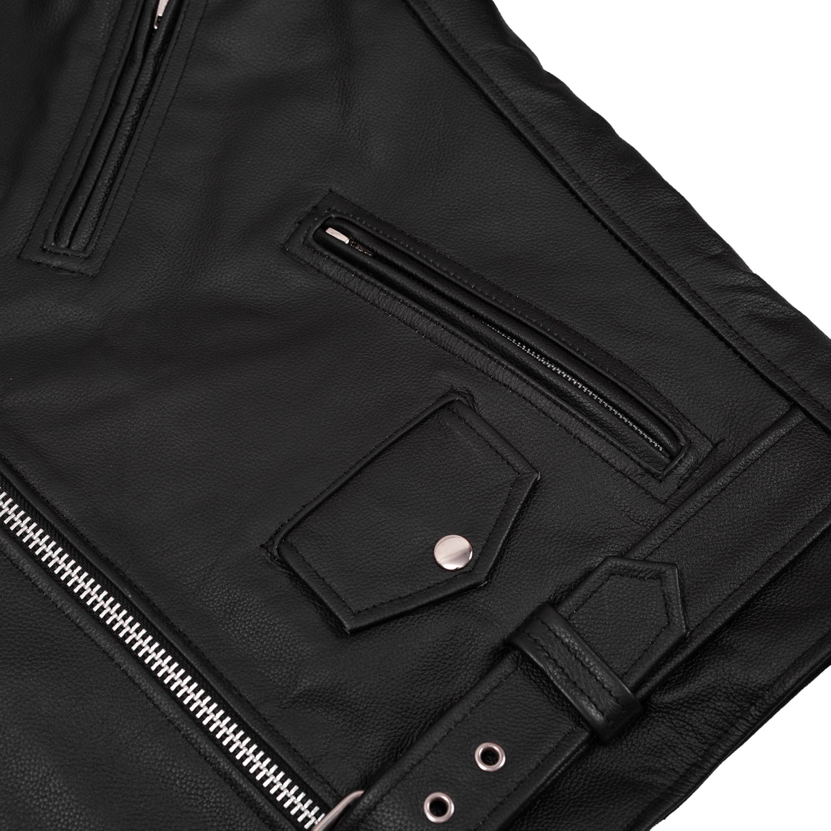 Men's Classic Plain Side Police Style M/C Jacket - TALL