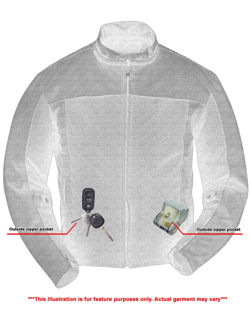Cross Wind Micro Mesh Mens Motorcycle Jacket - Blue
