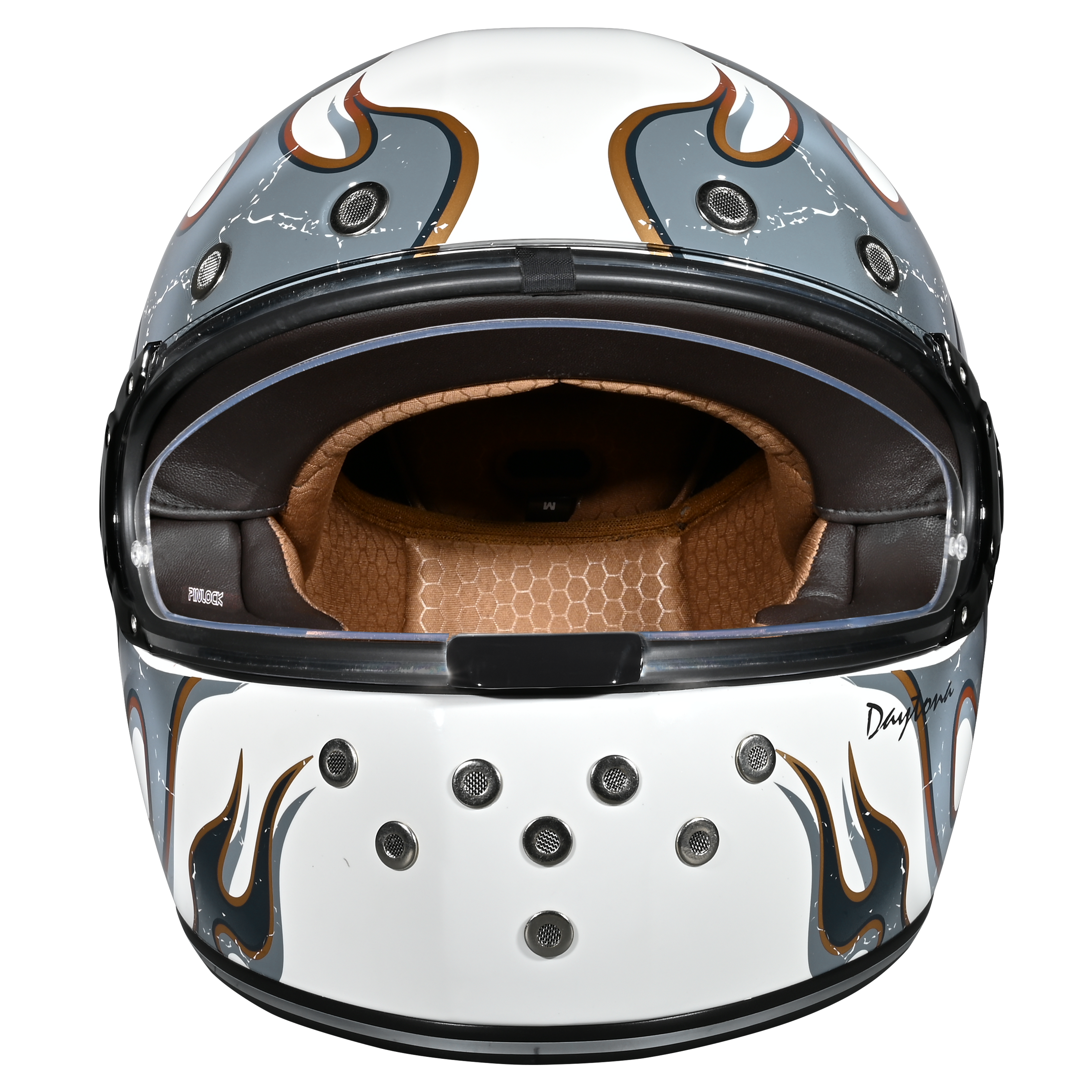 DOT Daytona Retro Full Face Motorcycle Helmet: Vintage Style for Men, Women, & Youth - W/ Flames