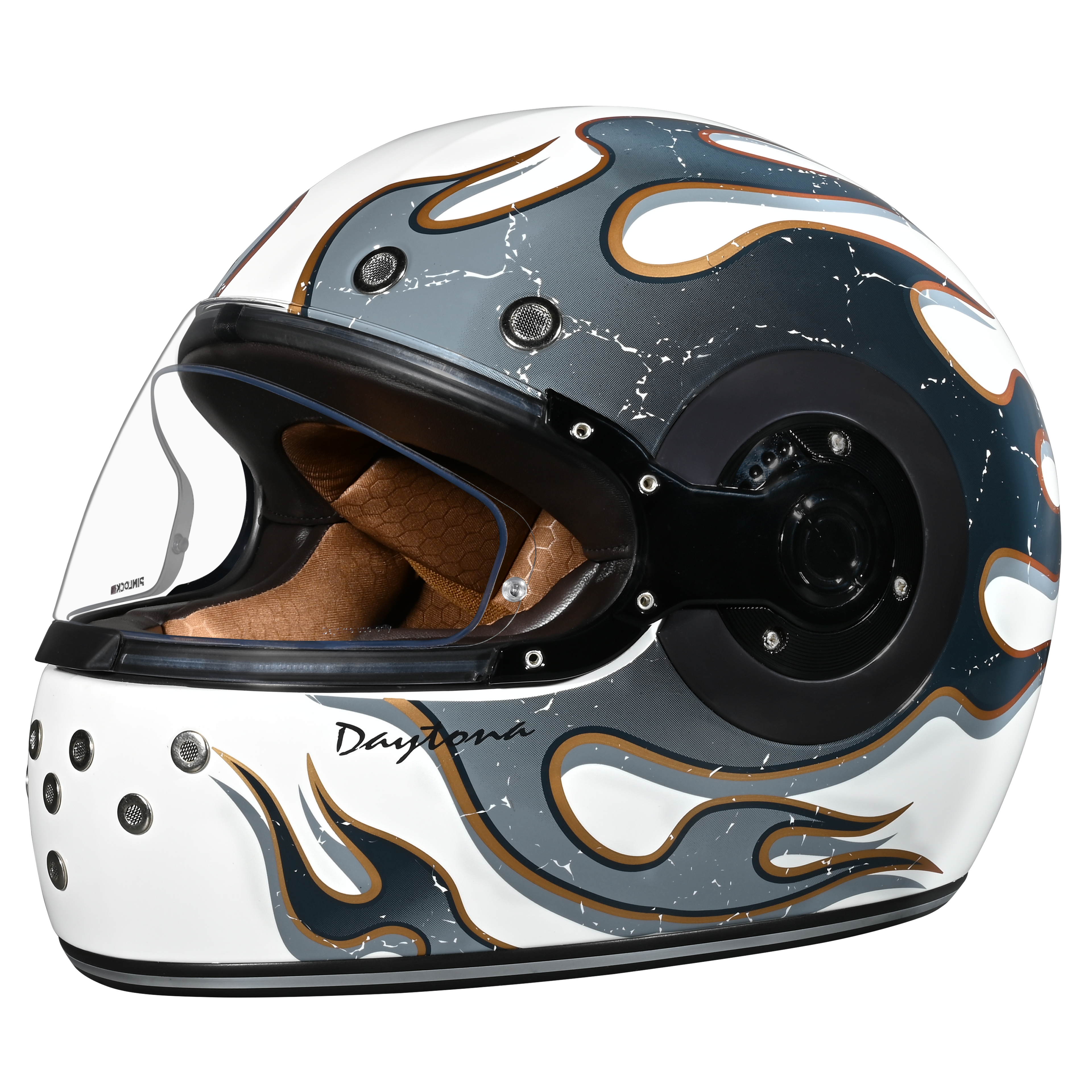 DOT Daytona Retro Full Face Motorcycle Helmet: Vintage Style for Men, Women, & Youth - W/ Flames