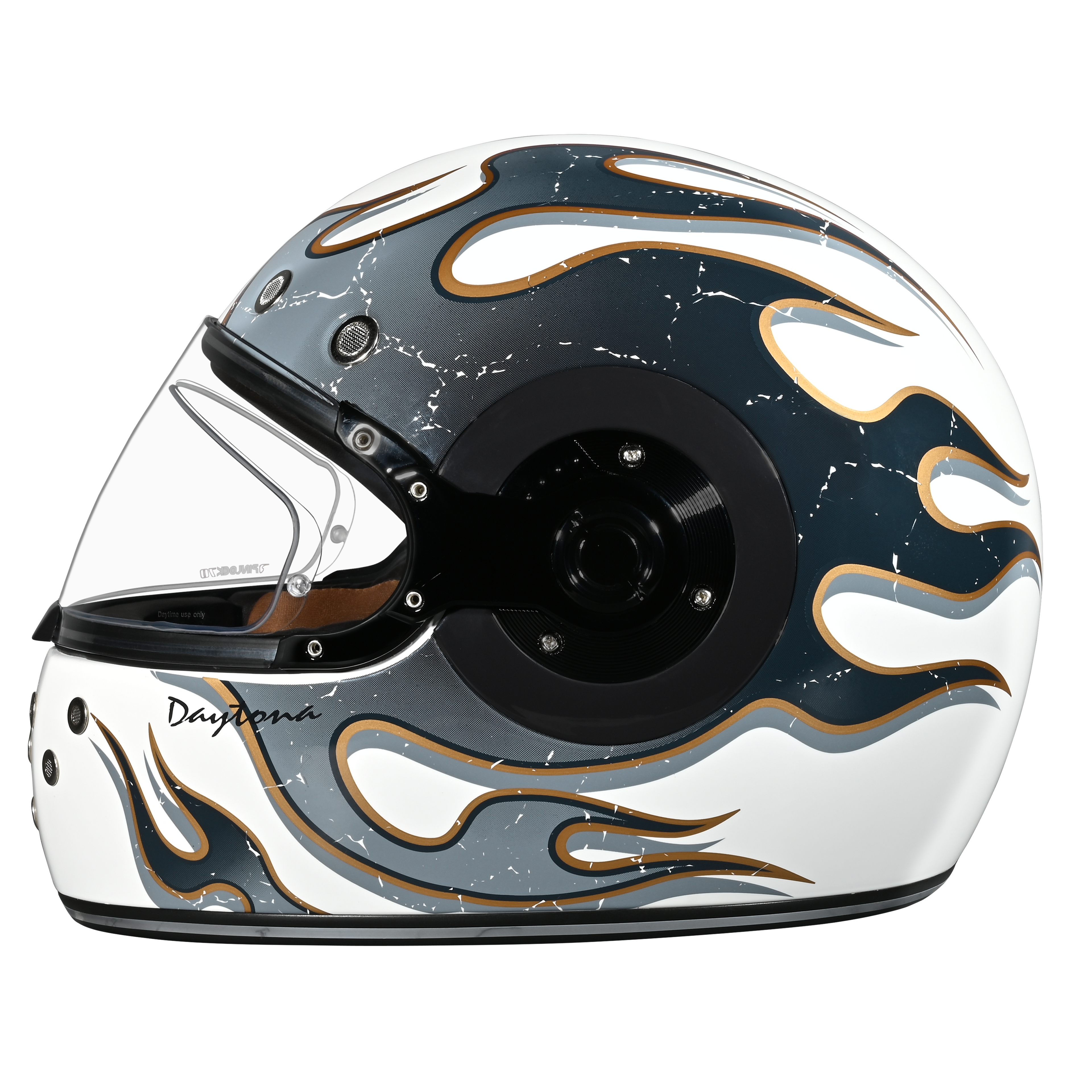 DOT Daytona Retro Full Face Motorcycle Helmet: Vintage Style for Men, Women, & Youth - W/ Flames
