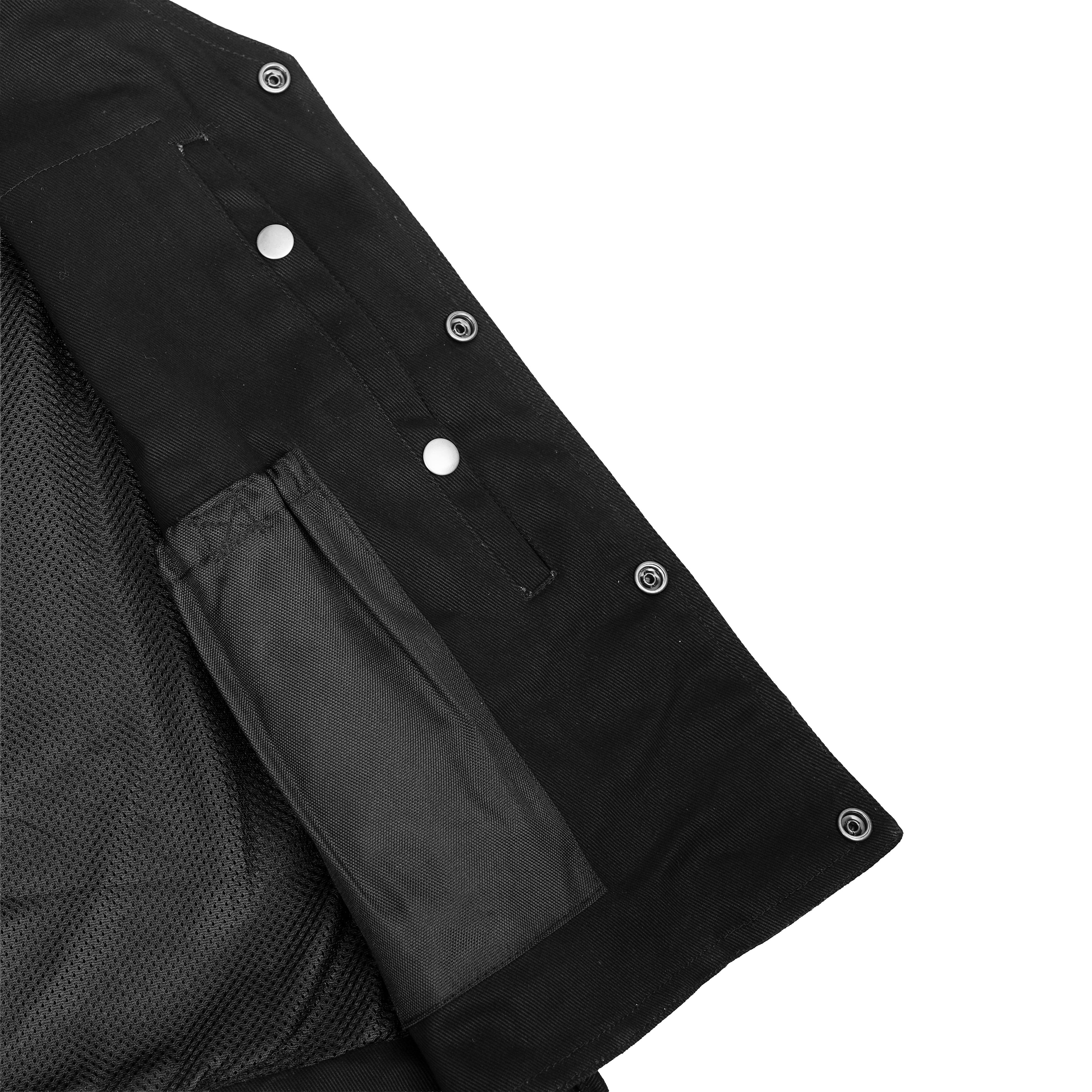 Men's Black Denim Motorcycle Vest – Single Panel Back