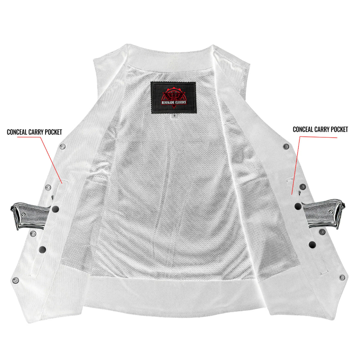 Men's Traditional Motorcycle Denim Vest with Plain Sides