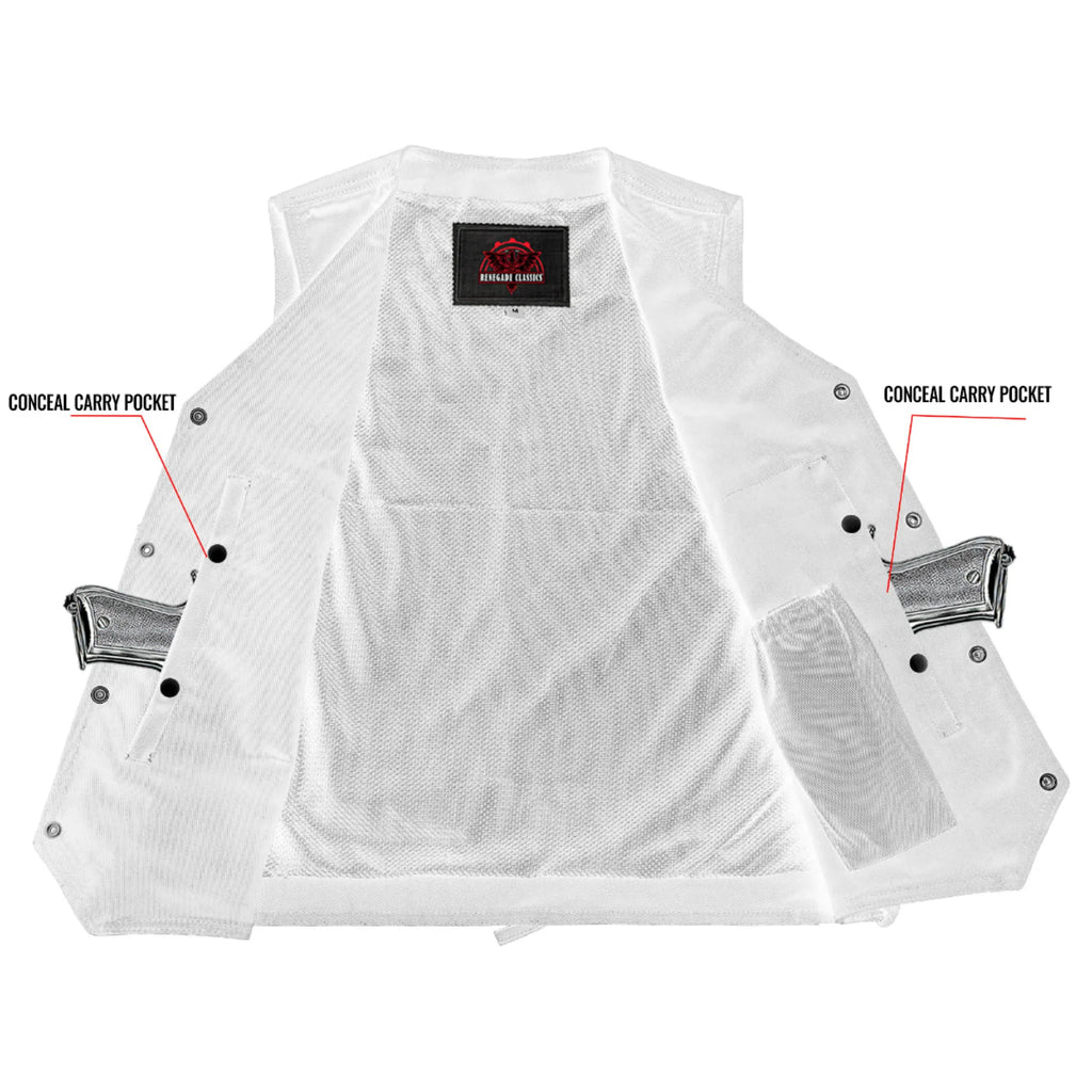 Men's Traditional Denim Motorcycle Vest with Side Laces – Smart Access Pockets