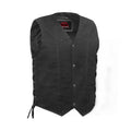 Men's Traditional Denim Motorcycle Vest with Side Laces – Smart Access Pockets