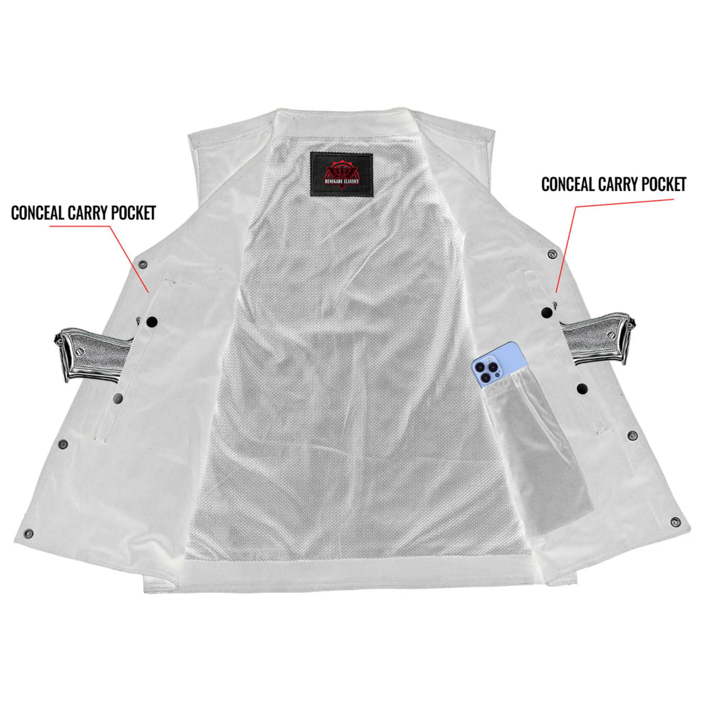 Men's Black Plain sides Denim Motorcycle Vest –  Heavy Snaps
