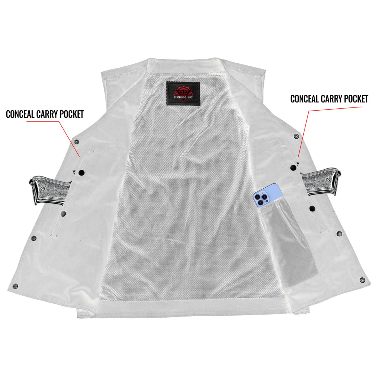 Men's Black Plain sides Denim Motorcycle Vest –  Heavy Snaps