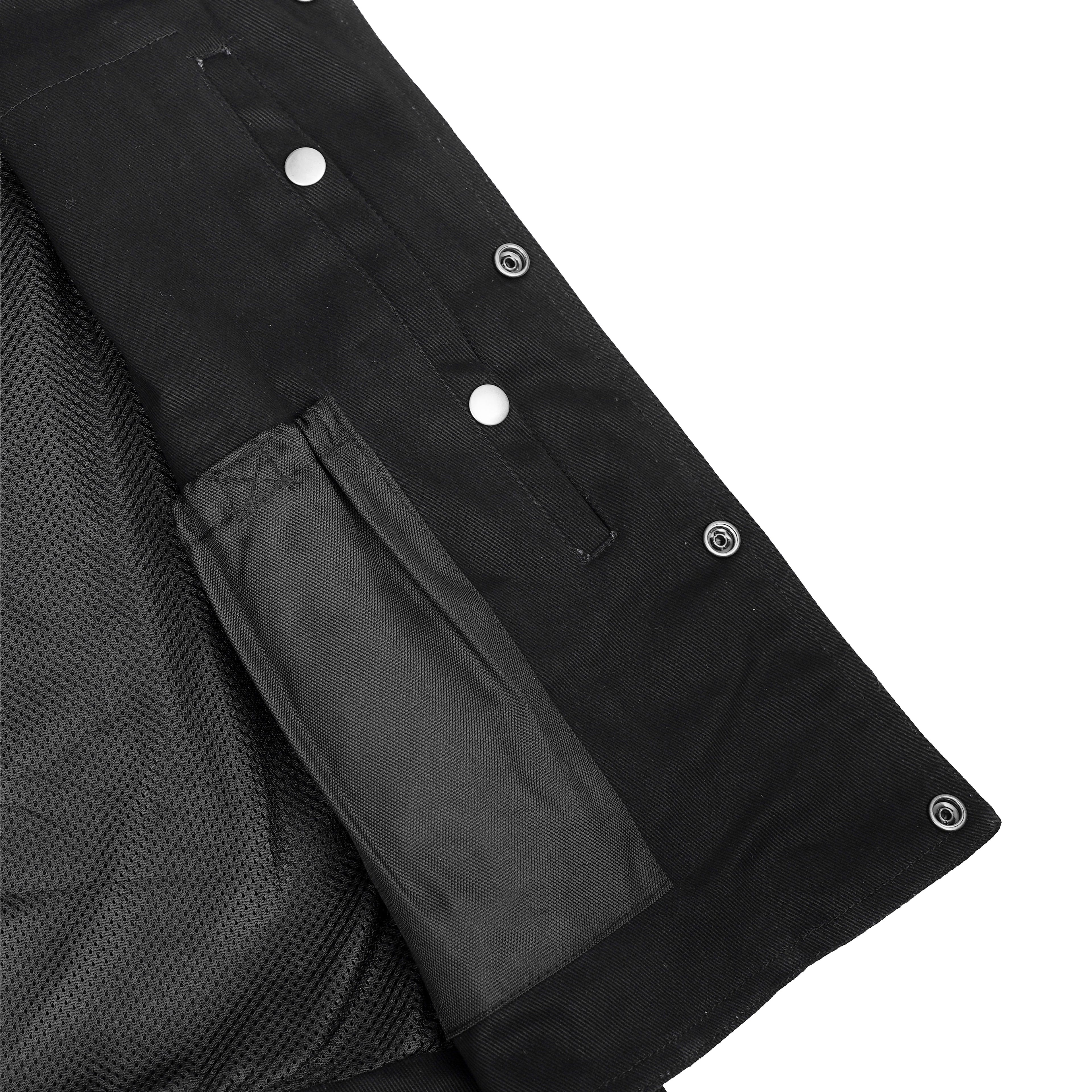 Men's Black Plain sides Denim Motorcycle Vest –  Heavy Snaps