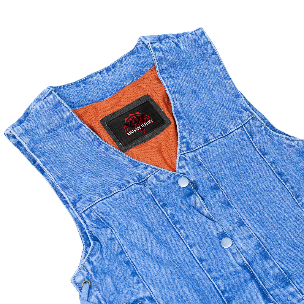 Women's 6 Pocket Denim Utility Vest - Blue