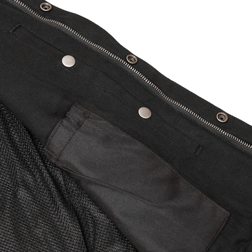 Snap Front Men's Denim Motorcycle Vest  - Black