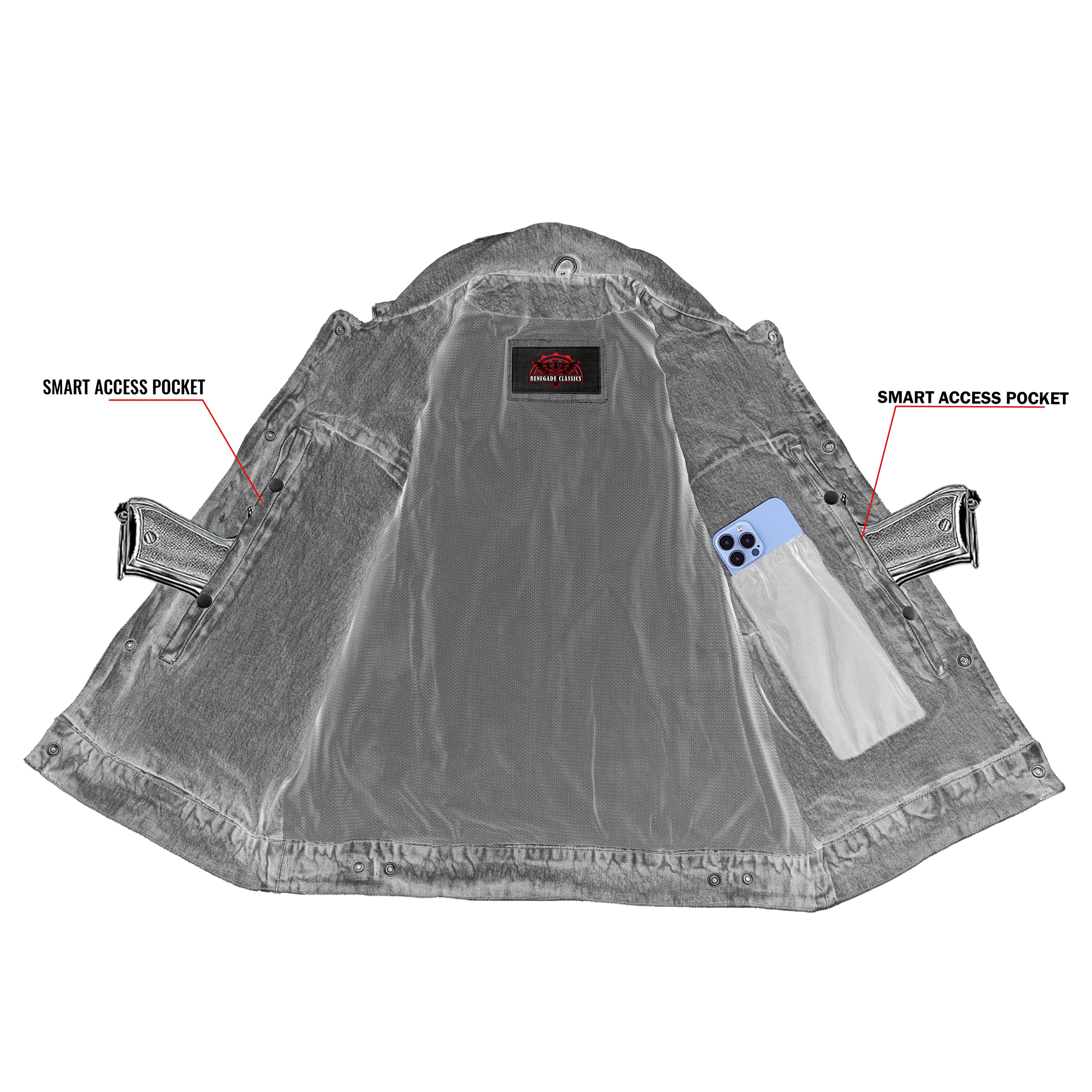 Men's Snap Front Blue Denim Motorcycle Vest