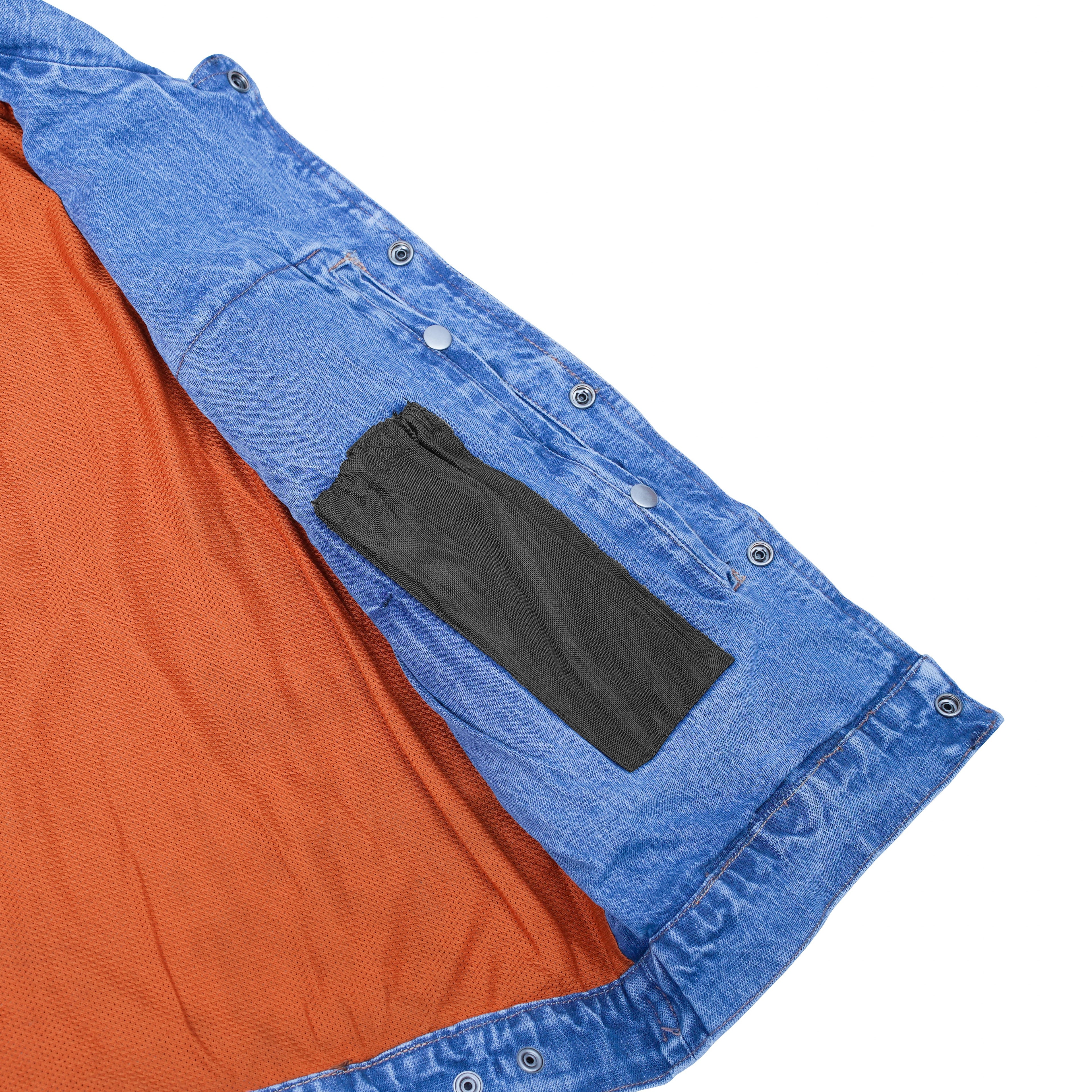 Men's Snap Front Blue Denim Motorcycle Vest