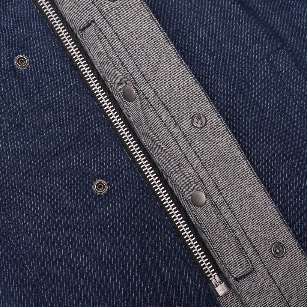 Men's Blue Rough Rub-Off Raw Finish Denim Vest