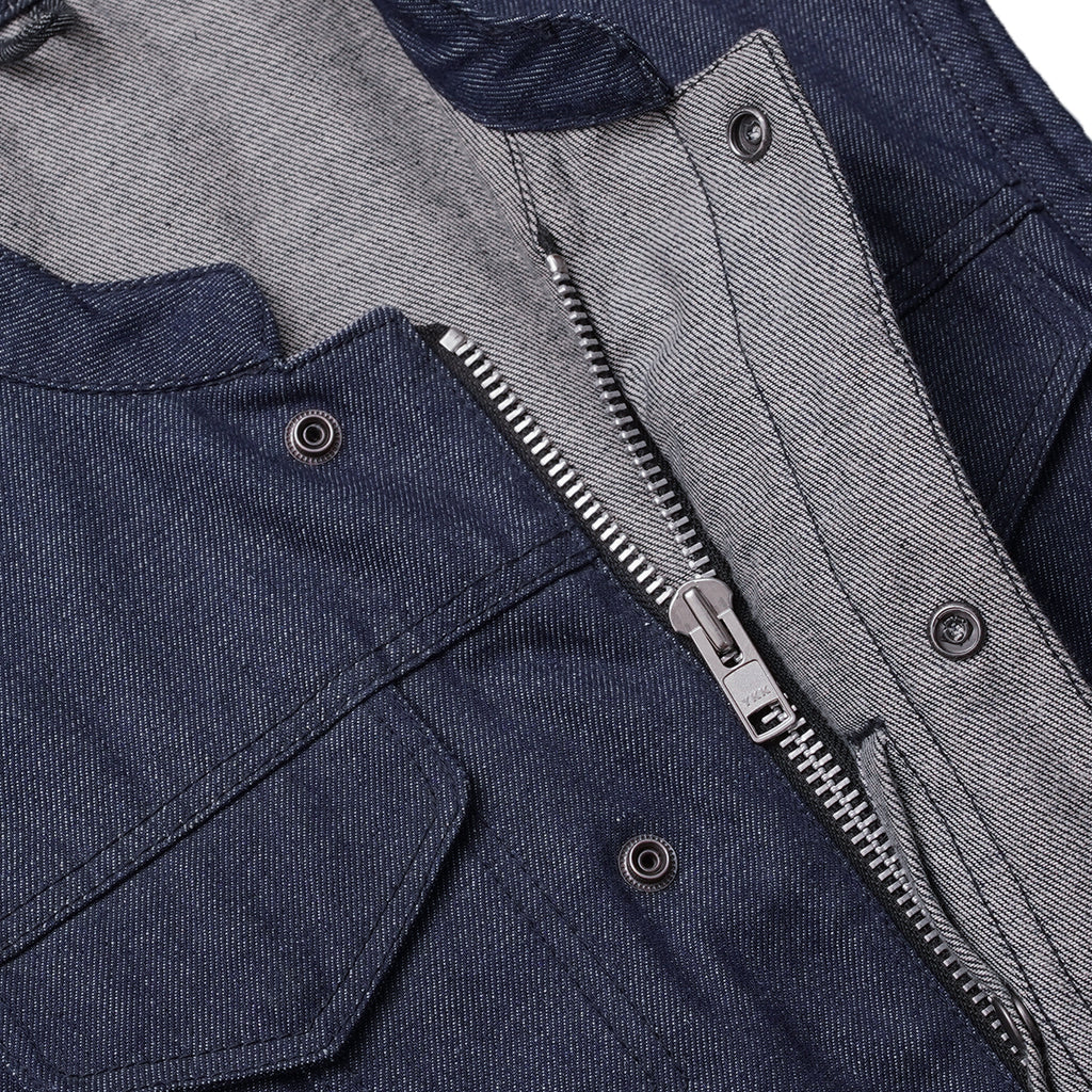 Men's Blue Rough Rub-Off Raw Finish Denim Vest