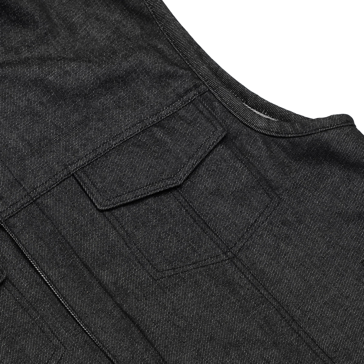 Men's Rough Rub-Off Raw Finish Motorcycle Denim Vest - Black
