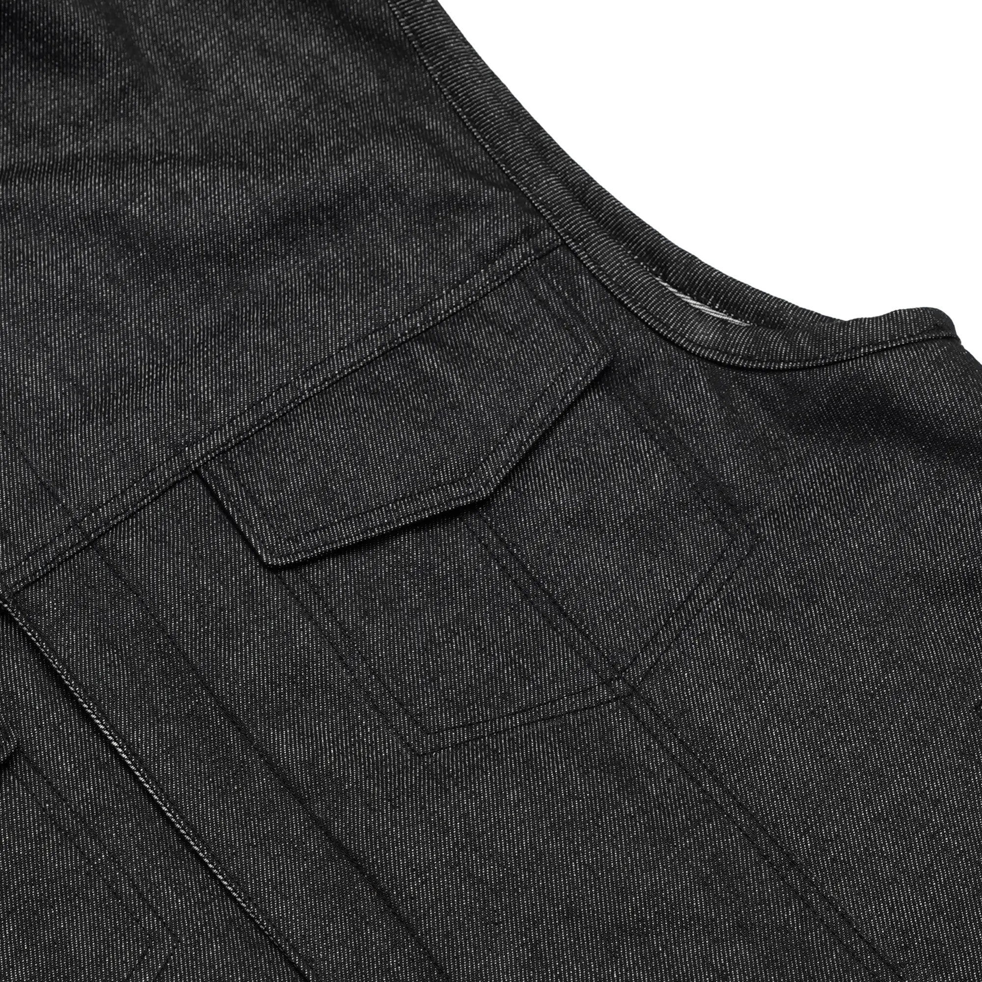 Men's Rough Rub-Off Raw Finish Motorcycle Denim Vest - Black