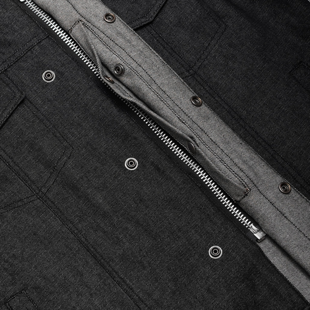 Men's Rough Rub-Off Raw Finish Motorcycle Denim Vest - Black