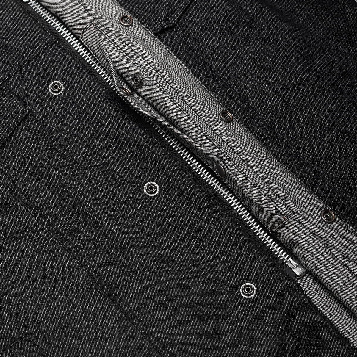 Men's Rough Rub-Off Raw Finish Motorcycle Denim Vest - Black