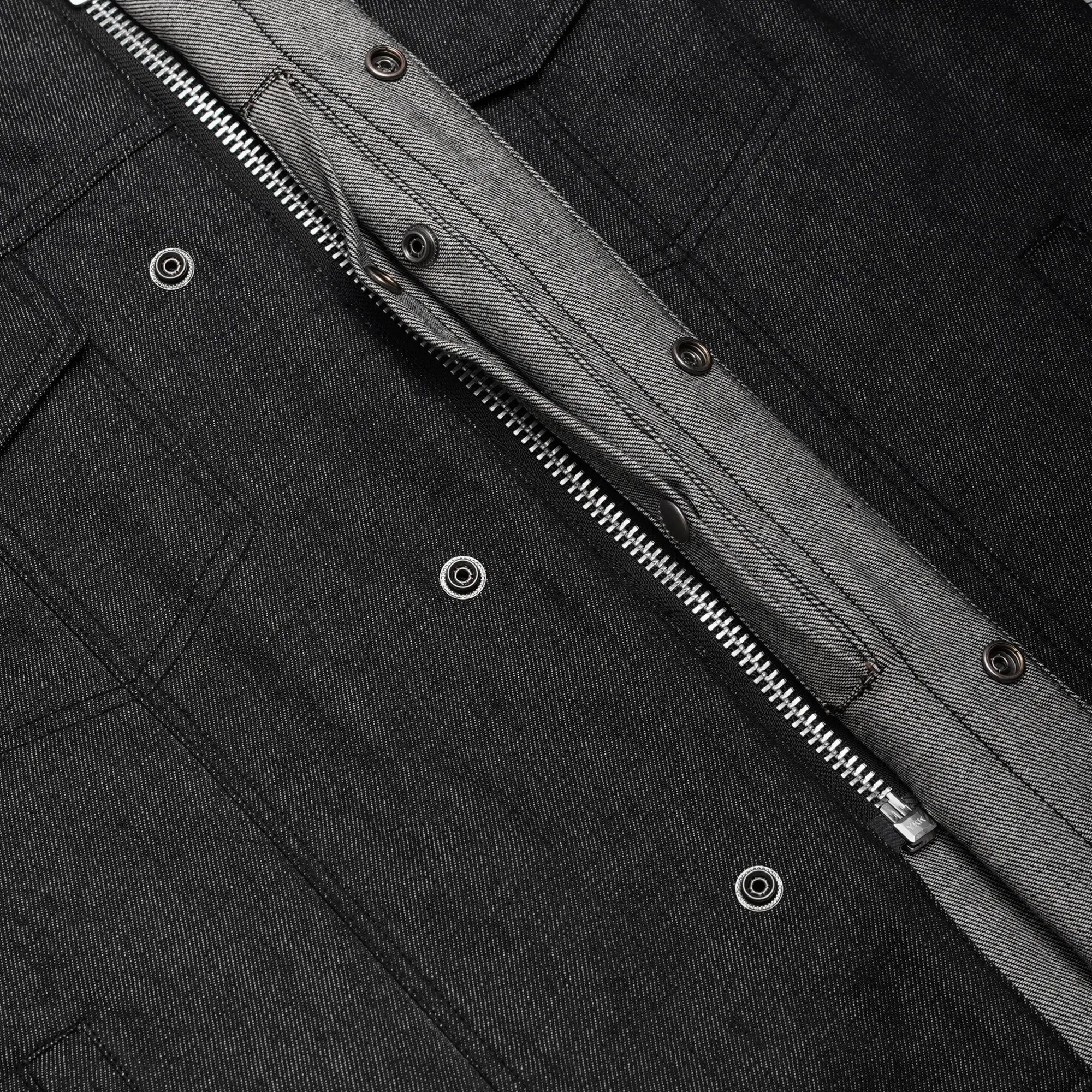 Men's Rough Rub-Off Raw Finish Motorcycle Denim Vest - Black