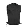 Men's Upgraded All-Black Denim Motorcycle Vest – Smart Access Pockets
