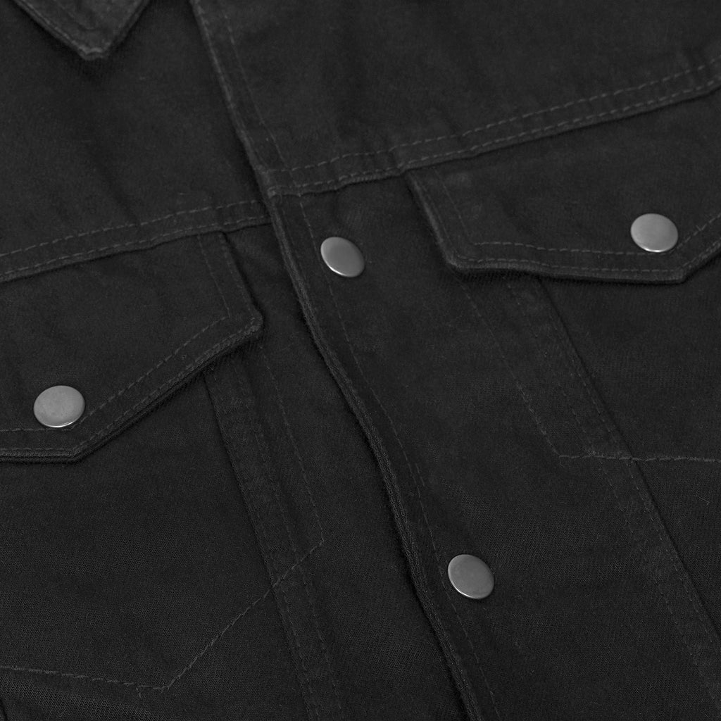 Men's Snap/Zipper Front Black  Denim Motorcycle Vest
