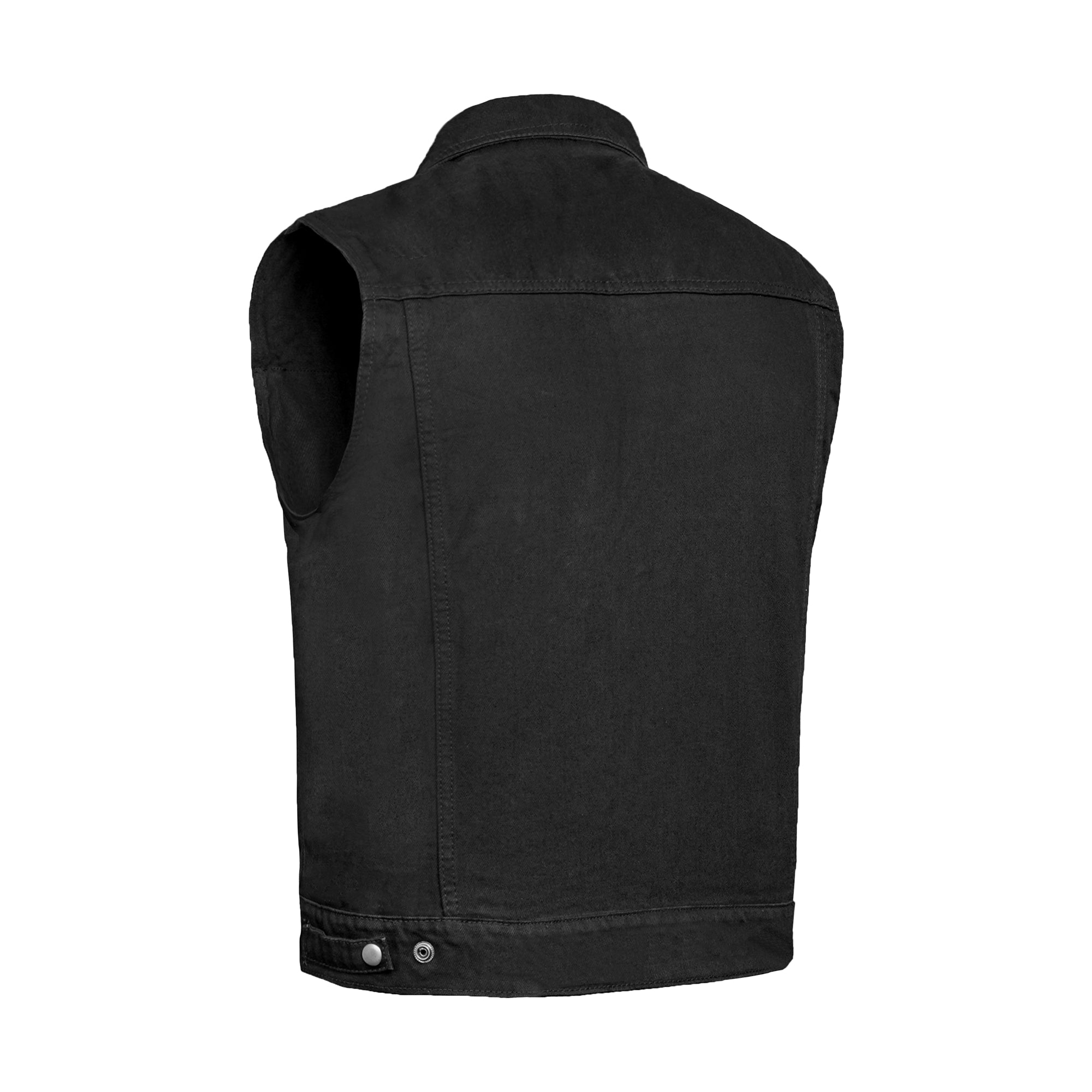 Men's Snap/Zipper Front Black  Denim Motorcycle Vest