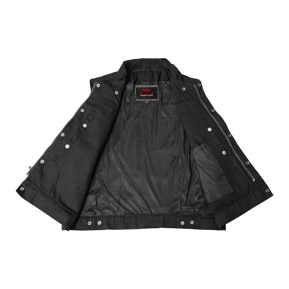 Men's Snap/Zipper Front Black  Denim Motorcycle Vest