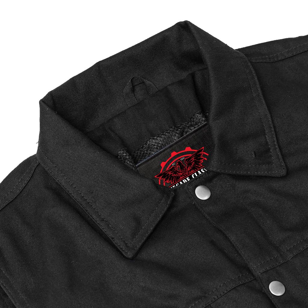 Men's Snap/Zipper Front Black  Denim Motorcycle Vest