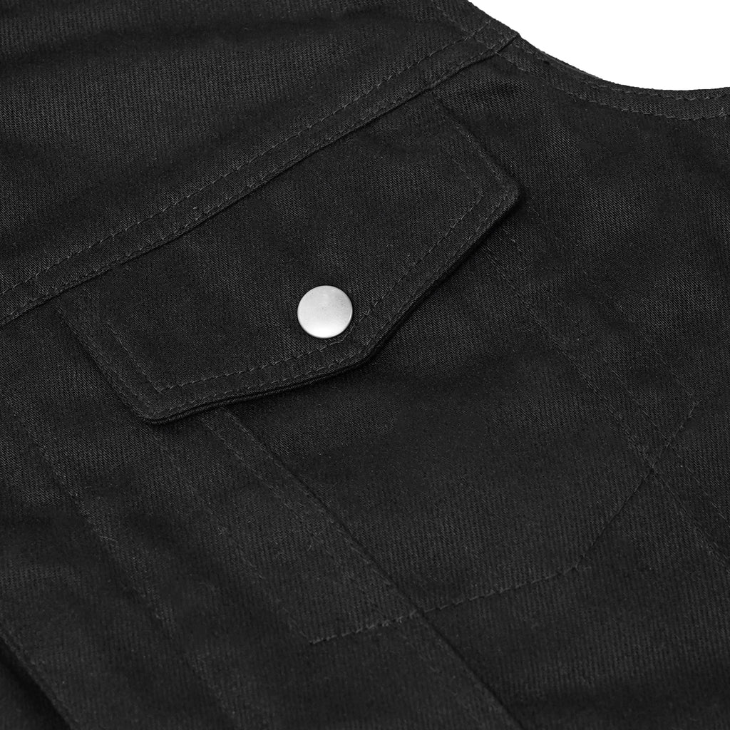 Men's Snap/Zipper Front Black  Denim Motorcycle Vest