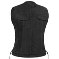 Women's Advance Side Laces Black Construction Denim Vest