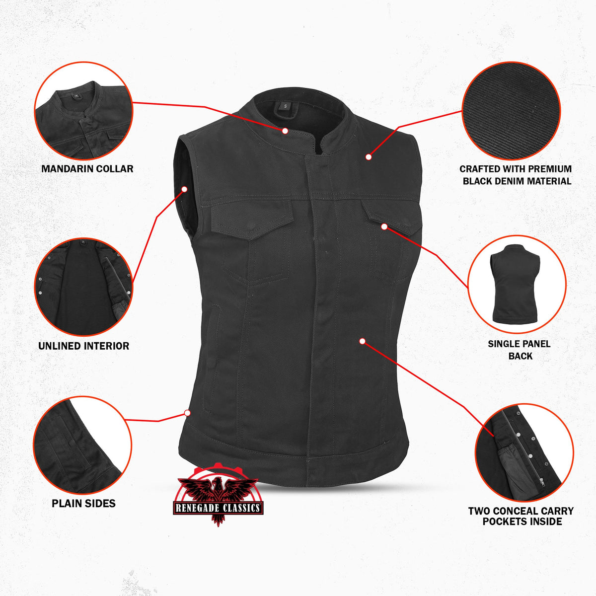 Women's Advance Black Construction Denim Vest