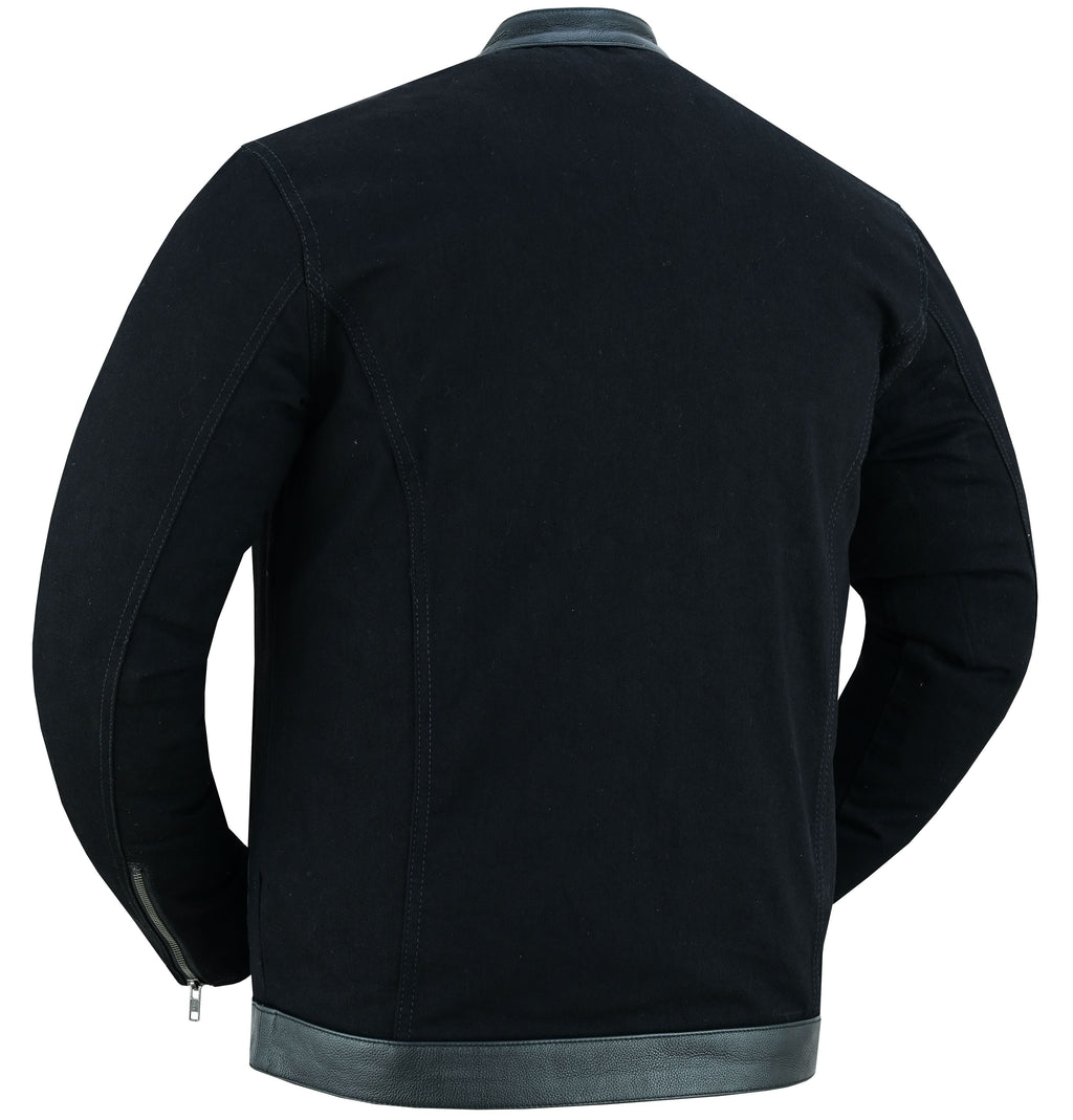 Men's Full Cut Denim Jacket – Leather Trim & Hidden Pockets